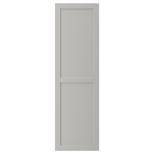 LERHYTTAN light grey door: solid wood frame with bevelled edges and inset veneer panel, classic design.