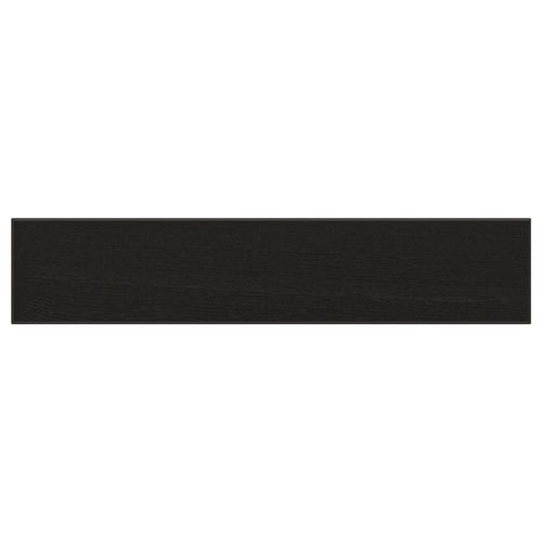 Black rectangular solid wood kitchen drawer front with bevelled edges.