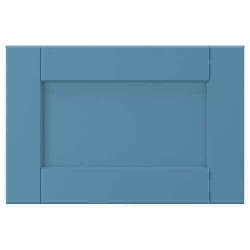 Blue LERHYTTAN drawer with bevelled edges and veneer panel.