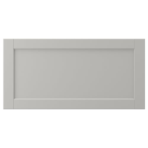 LERHYTTAN grey kitchen cabinet, classic wood frame, bevelled edges, birch veneer panel.