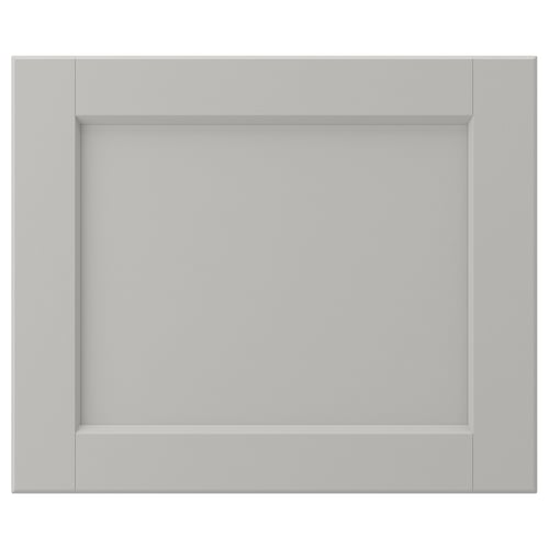 LERHYTTAN light grey kitchen drawer, solid wood frame with bevelled edges, birch veneer panel, classic design.