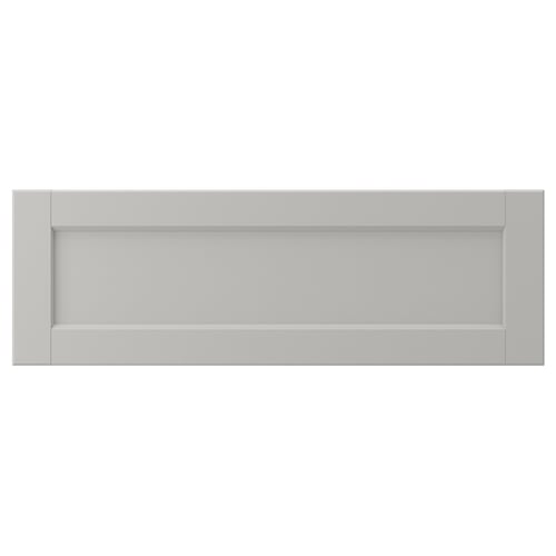 LERHYTTAN: light grey, rectangular kitchen cabinet with bevelled edges and inset veneer panel.