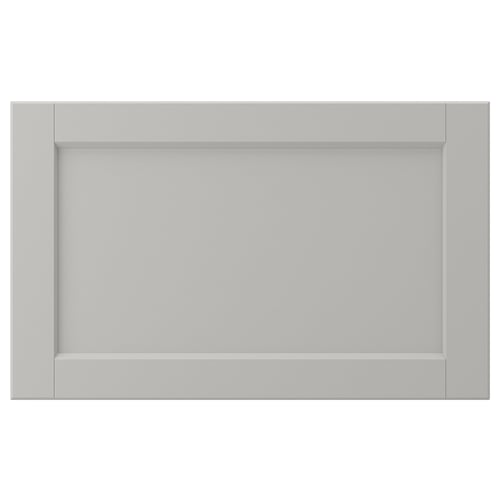 LERHYTTAN, light grey, rectangular, solid wood frame, bevelled edges, veneer panel, classic kitchen drawer front.