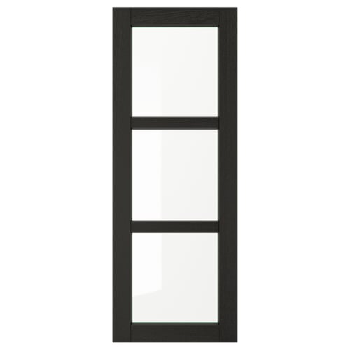 Black LERHYTTAN solid ash kitchen door with glass panels.