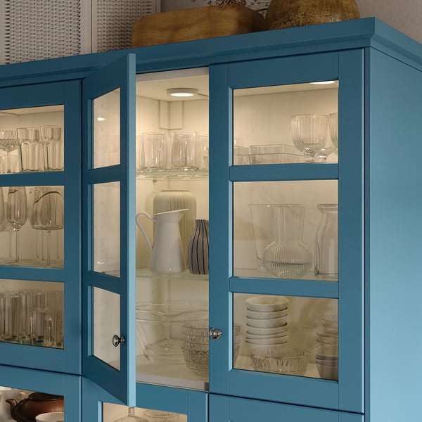 LERHYTTAN Glass door, blue, 15x30 "