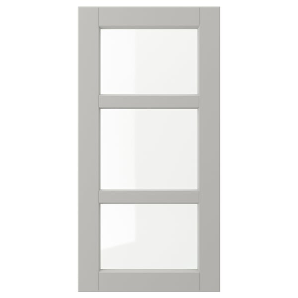 LERHYTTAN Glass door, light gray, 15x30 "