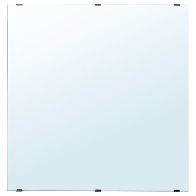 LETTAN mirror: square shape, clear glass with plastic foil, minimalist design.