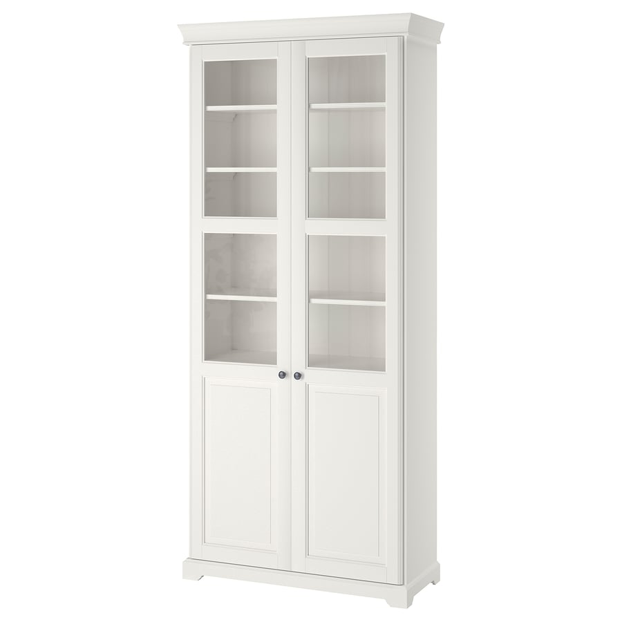 LIATORP Bookcase with glass doors, white, 373/4x841/4" IKEA