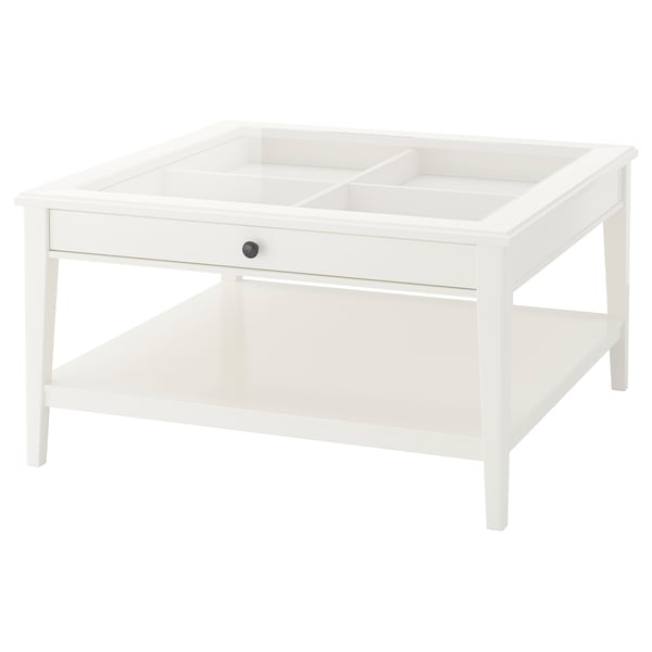 LIATORP Coffee table, white/glass, 36 5/8x36 5/8 "