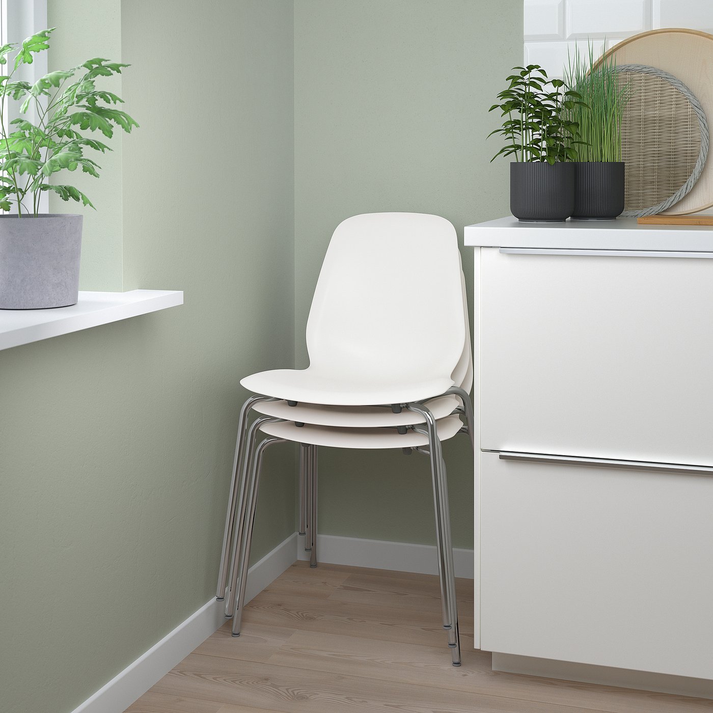 LIDÅS chair, white/Sefast chrome plated - IKEA