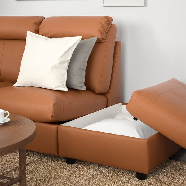 LIDHULT Sectional, 5seat corner, with open end/Grann/Bomstad golden