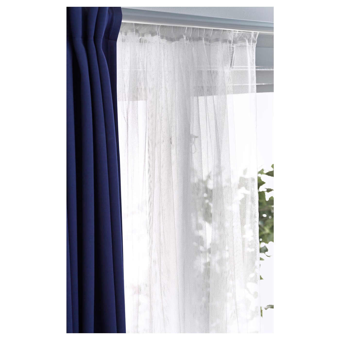 Sheer curtains, 1 pair, white/with rod pocket 4