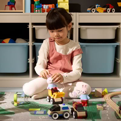 LILLABO 3-piece vehicle set, excavator police car/race car multicolor