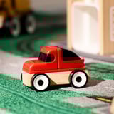 LILLABO 4-piece vehicle set, sports car/school bus recycling truck/police car/multicolor