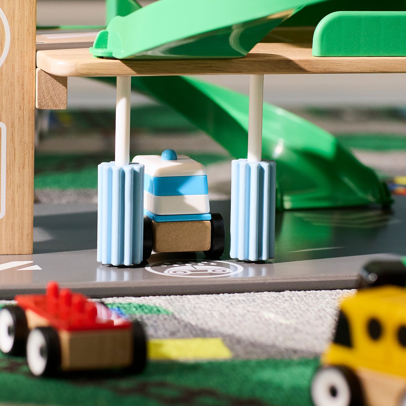 LILLABO garage with car and helicopter, multicolor - IKEA