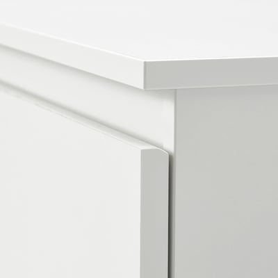 White LILLBERGET bedside table, featuring clean lines and functional compartments. Notice the smooth, crisp handles and sturdy construction.