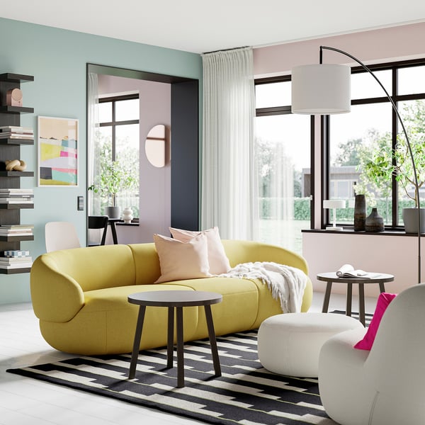 LILLESÄTER Sectional, 4-seat, Gunnared bright green-yellow