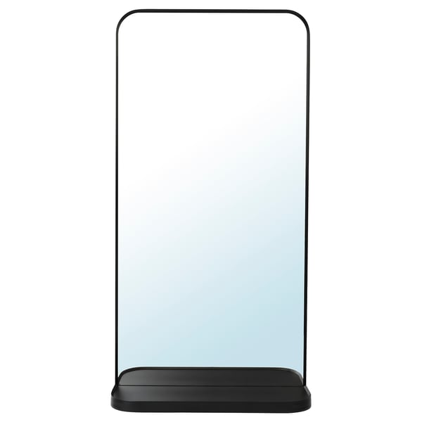 LINDBYN mirror with shelf, black, 153/4x311/2" IKEA