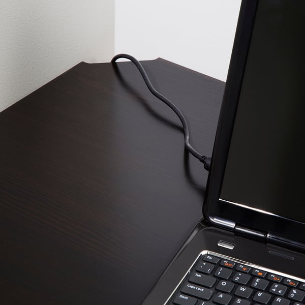 LINNMON / ADILS Corner table, black-brown, silver color ...