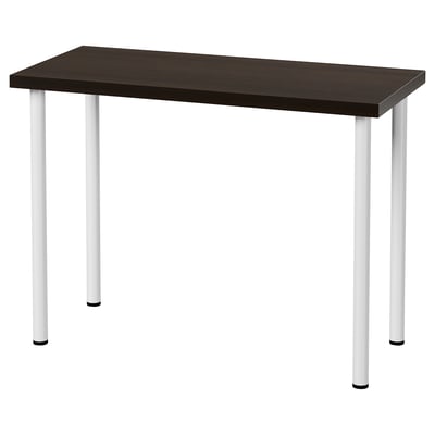Modern desk: LINNMON in dark brown with metal legs. Simple, minimalist design.