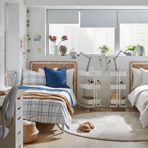 LINSNÄRJA Comforter set, blue/white, Twin/Twin X-long
