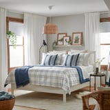 LINSNÄRJA Comforter set, blue/white, Full/Queen