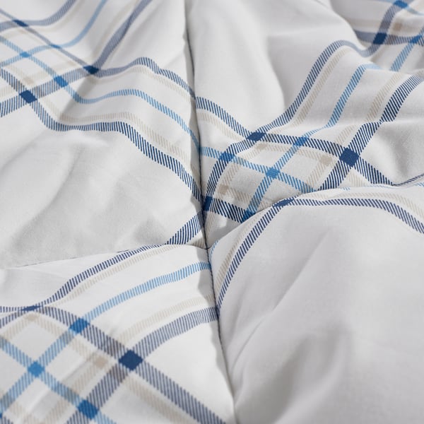 LINSNÄRJA Comforter set, blue/white, King