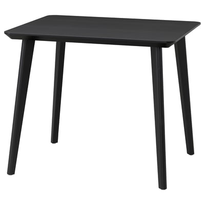 LISABO black dining table, ash top, metal legs.