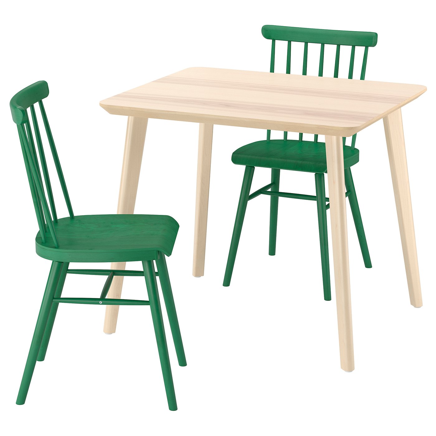 Table And 2 Chairs, Ash Veneer/Green