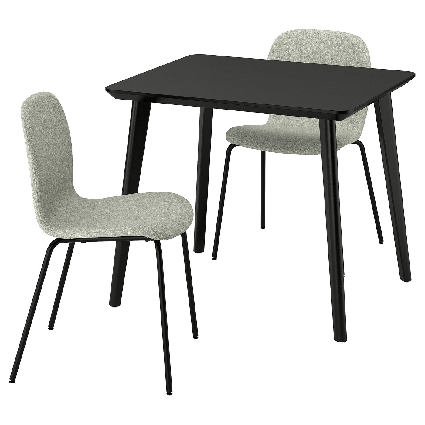 Table And 2 Chairs, Black/Gunnared Light Green Black