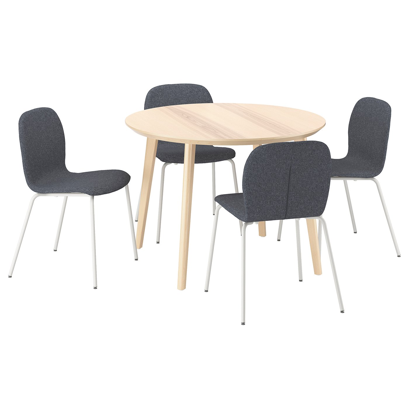 Table And 4 Chairs, Ash Veneer/Gunnared Medium Grey White