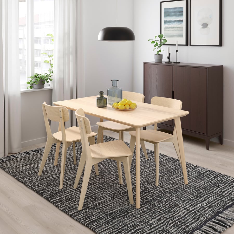 LISABO / LISABO Table and 4 chairs, ash veneer/ash, 551/8x303/4" IKEA