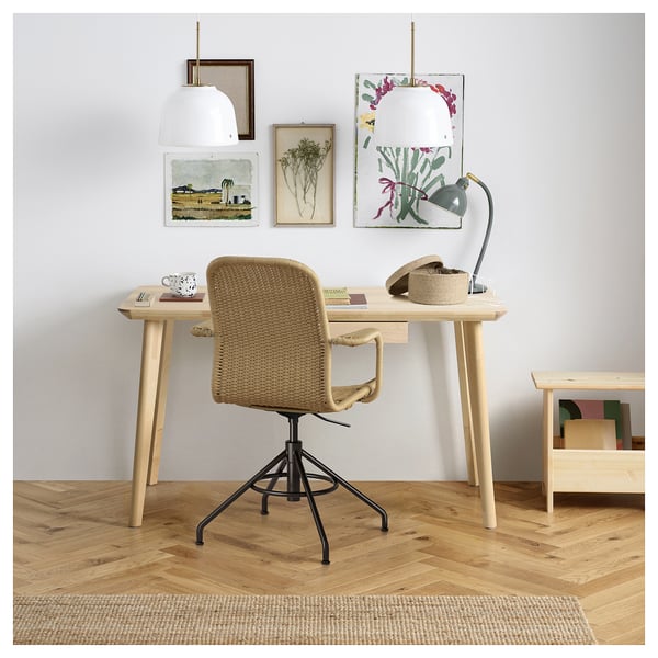 LISABO / STIGBYGEL Desk and chair, ash veneer brown/black