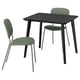 LISABO / VIHALS Table and 2 chairs, black/green Tibbleby gray-green, 34 5/8 "