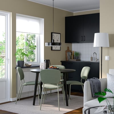 LISABO / VIHALS Table and 4 chairs, black/green Tibbleby gray-green, 41 3/8 "