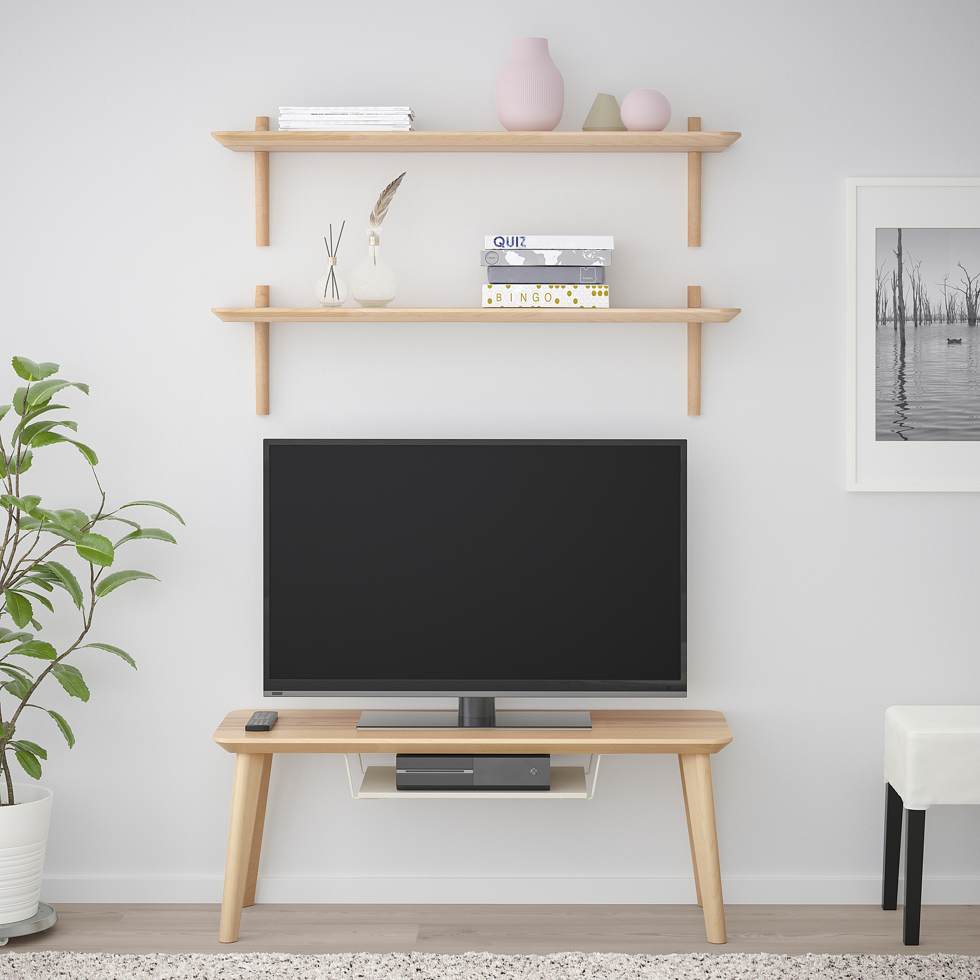 LISABO Wall shelf combination, ash veneer, 46 1/2x11 3/4x11 3/4" IKEA