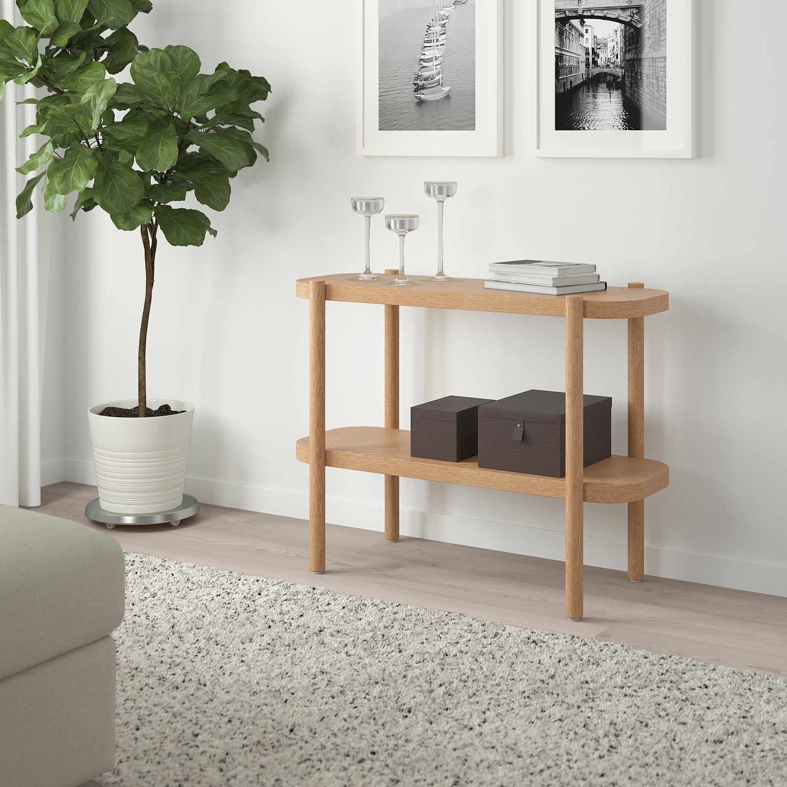 LISTERBY Console table, white stained oak, 36 1/4x15x28" - IKEA