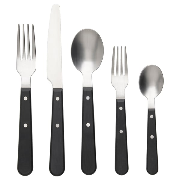 LIVNÄRA 20-piece flatware set, black