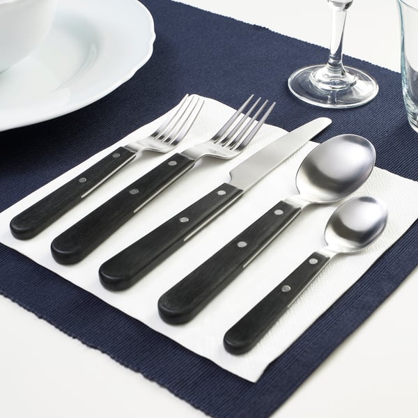 LIVNÄRA 20-piece flatware set, black