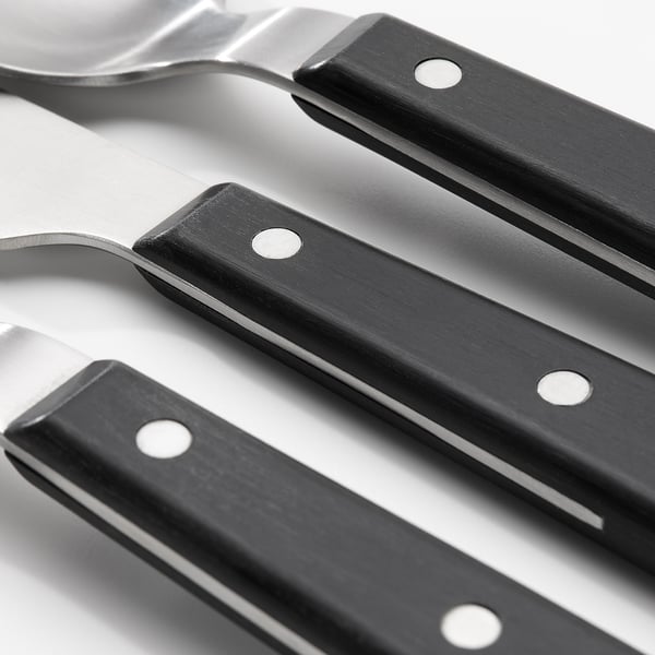 LIVNÄRA 20-piece flatware set, black