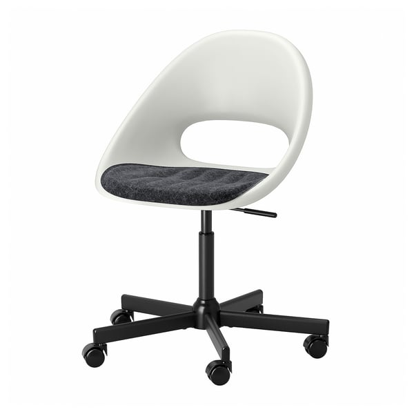 LOBERGET / MALSKÄR Swivel chair + pad, white black/dark gray - IKEA