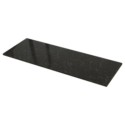 LOCKEBO Custom countertop, black marble effect/glass composite, 1 1/8 "