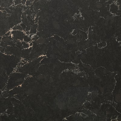 Dark worktop with intricate, light-colored veins and a smooth, glossy surface.
