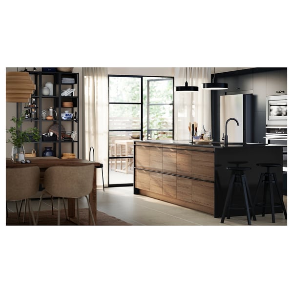 LOCKEBO Custom countertop, black stone effect/glass composite, 1 1/8 "