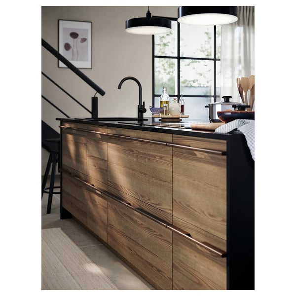 LOCKEBO Custom countertop, black stone effect/glass composite, 1 1/8 "