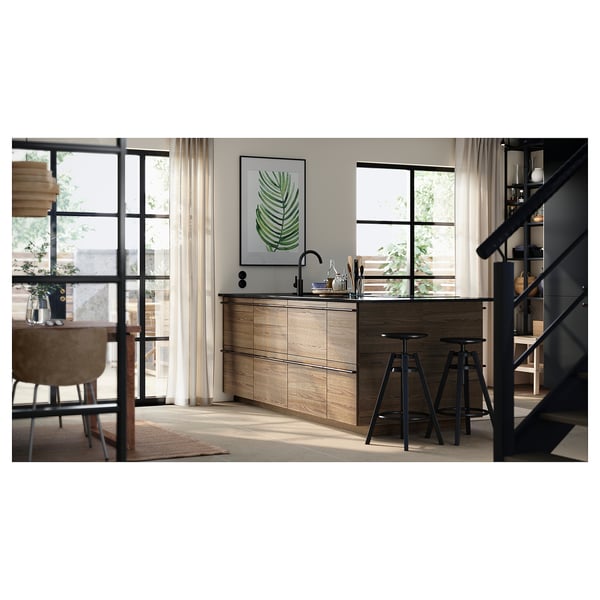 LOCKEBO Custom countertop, black stone effect/glass composite, 1 1/8 "