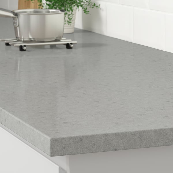 LOCKEBO Custom countertop, gray stone effect/glass composite, 1 1/8 "