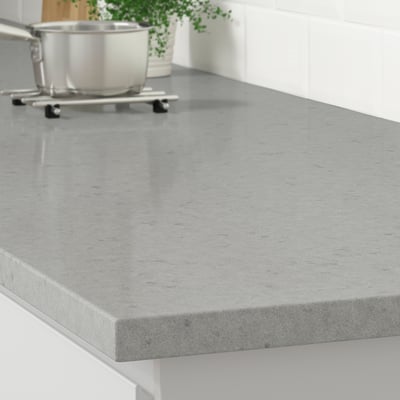 LOCKEBO Custom countertop, gray stone effect/glass composite, 1 1/8 "