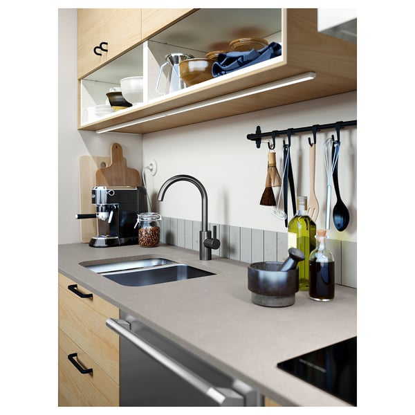 LOCKEBO Custom countertop, gray stone effect/glass composite, 1 1/8 "