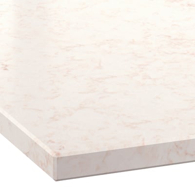 LOCKEBO Custom countertop, off-white/beige marble effect/glass composite, 1 1/8 "
